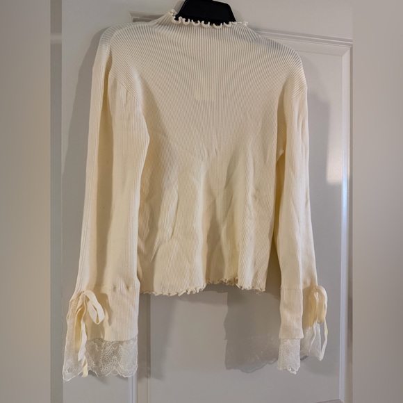 Altar'd State Tops - Altar’d state cream Ribbed Long-Sleeve Top with Lace Cuffs